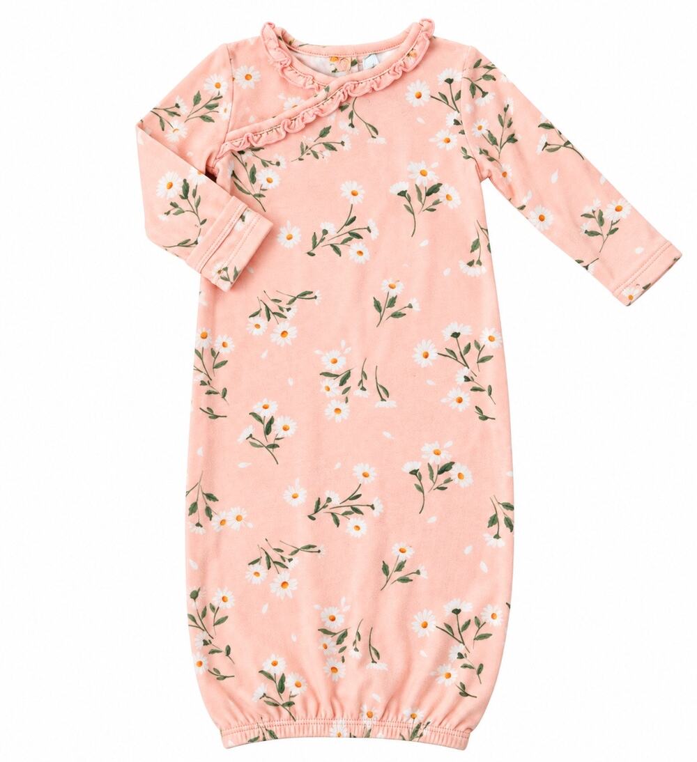 Adorable Angel Dear Pink Floral Kimono Gown - Soft Bamboo Blend
